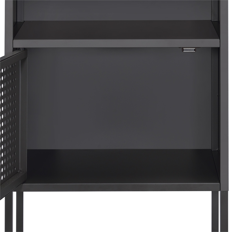 Home Square 2 Piece Metal Nightstand Set with USB Port in Gray
