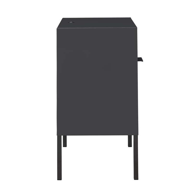 Home Square 2 Piece Metal Nightstand Set with USB Port in Gray