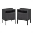 Home Square 2 Piece Metal Nightstand Set with USB Port in Gray