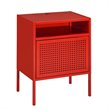 Home Square 2 Piece Metal Nightstand Set with USB Port in Red