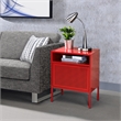 Home Square 2 Piece Metal Nightstand Set with USB Port in Red