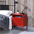 Home Square 2 Piece Metal Nightstand Set with USB Port in Red
