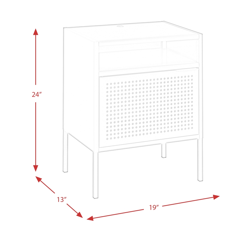 Home Square 2 Piece Metal Nightstand Set with USB Port in Red