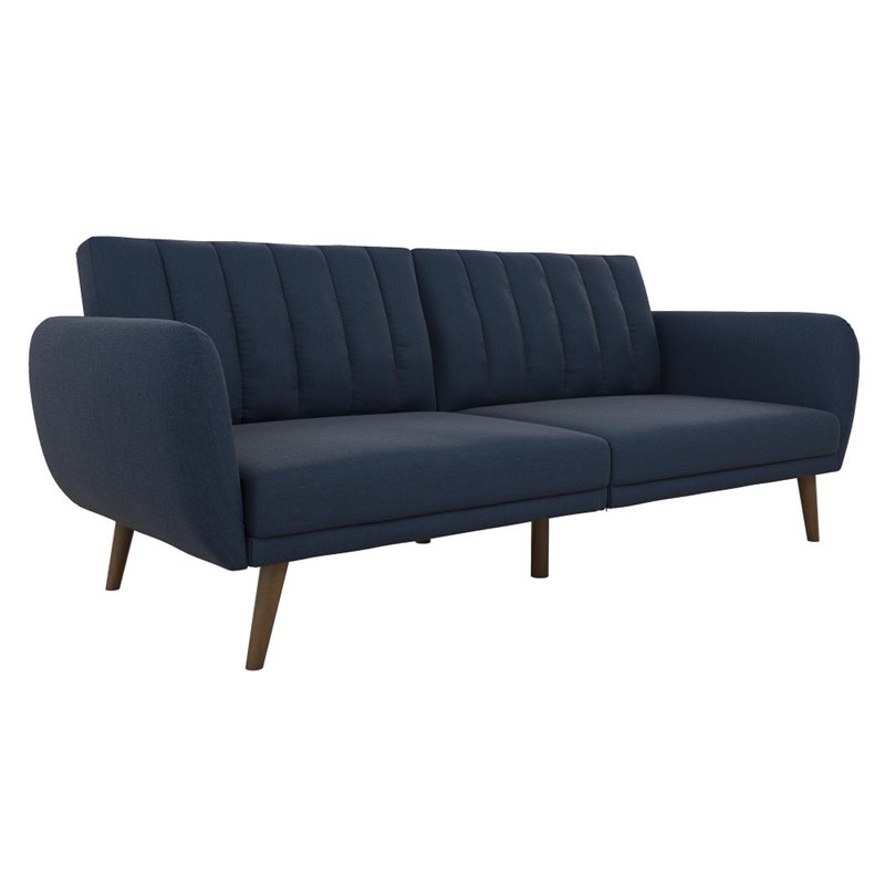 Home Square 2 Piece Upholstered Linen Sleeper Sofa Set in Navy Blue