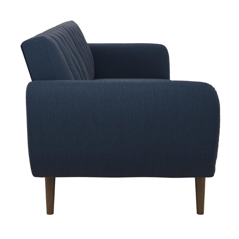 Home Square 2 Piece Upholstered Linen Sleeper Sofa Set in Navy Blue