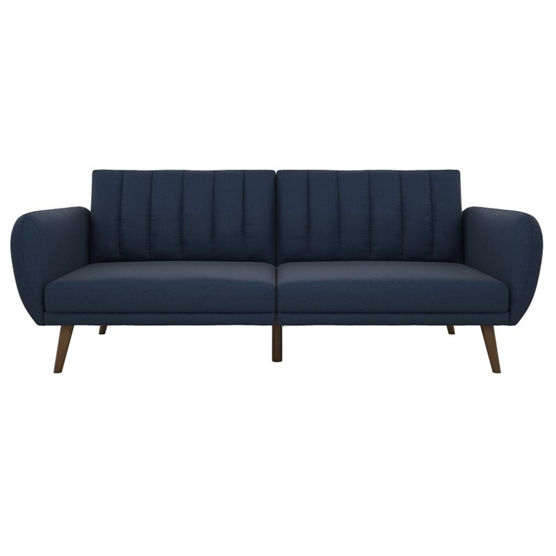 Home Square 2 Piece Upholstered Linen Sleeper Sofa Set in Navy Blue