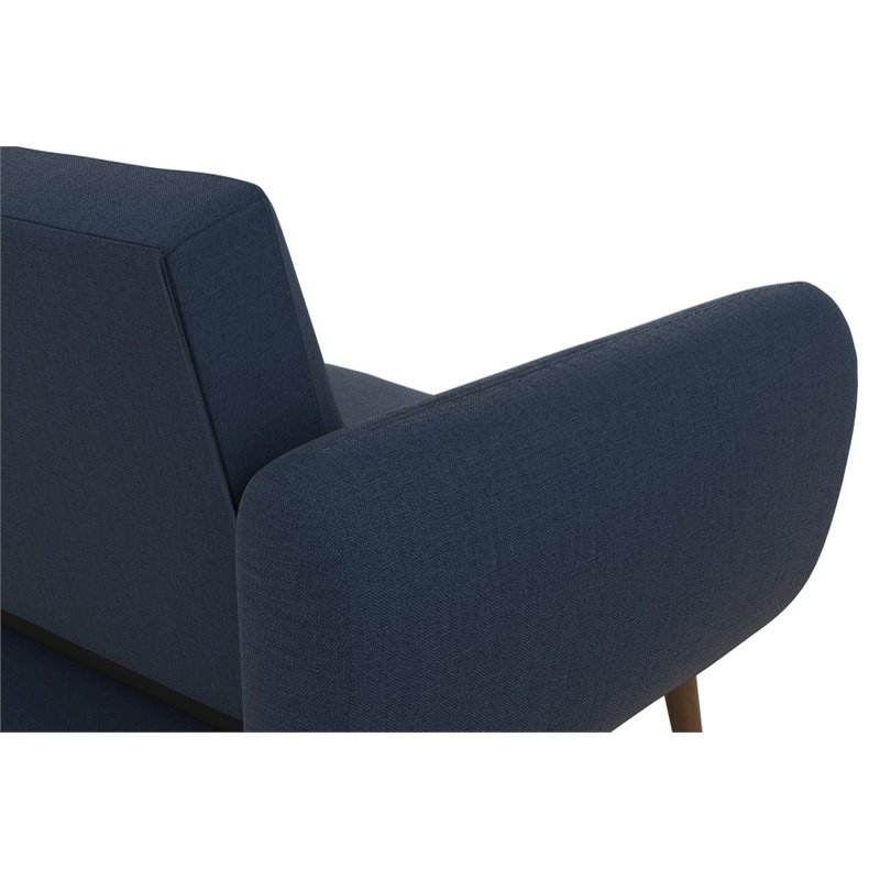 Home Square 2 Piece Upholstered Linen Sleeper Sofa Set in Navy Blue