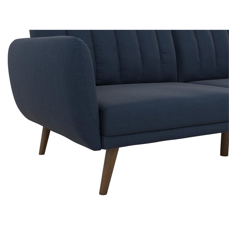 Home Square 2 Piece Upholstered Linen Sleeper Sofa Set in Navy Blue