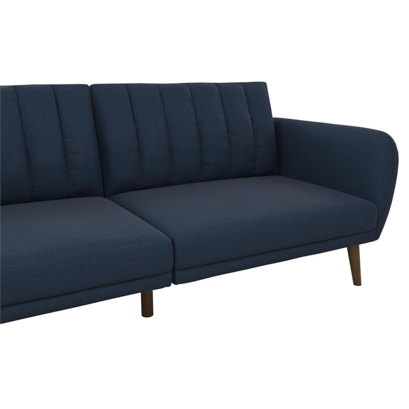 Home Square 2 Piece Upholstered Linen Sleeper Sofa Set in Navy Blue