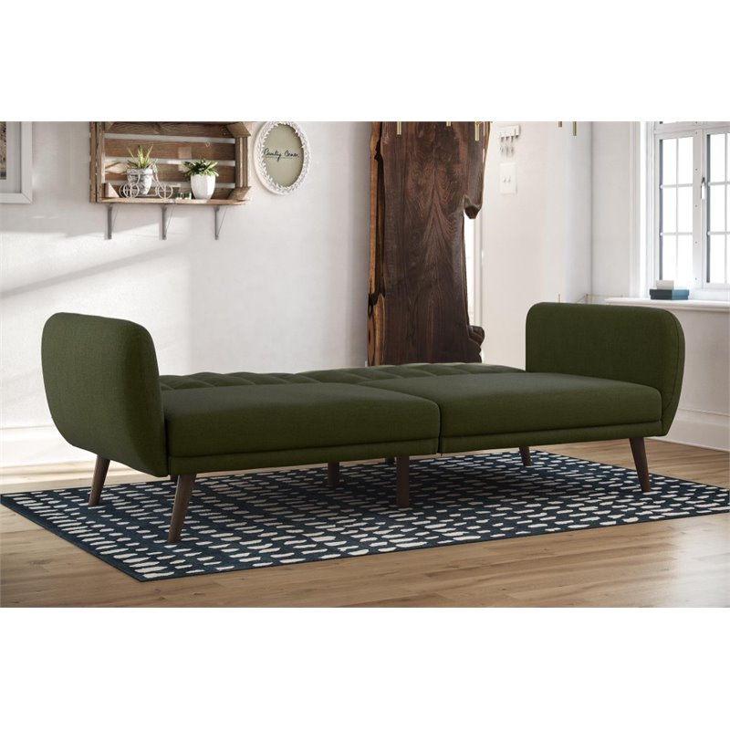 Home Square 2 Piece Upholstered Linen Sleeper Sofa Set in Green