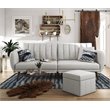 Home Square 2 Piece Upholstered Linen Sleeper Sofa Set in Gray