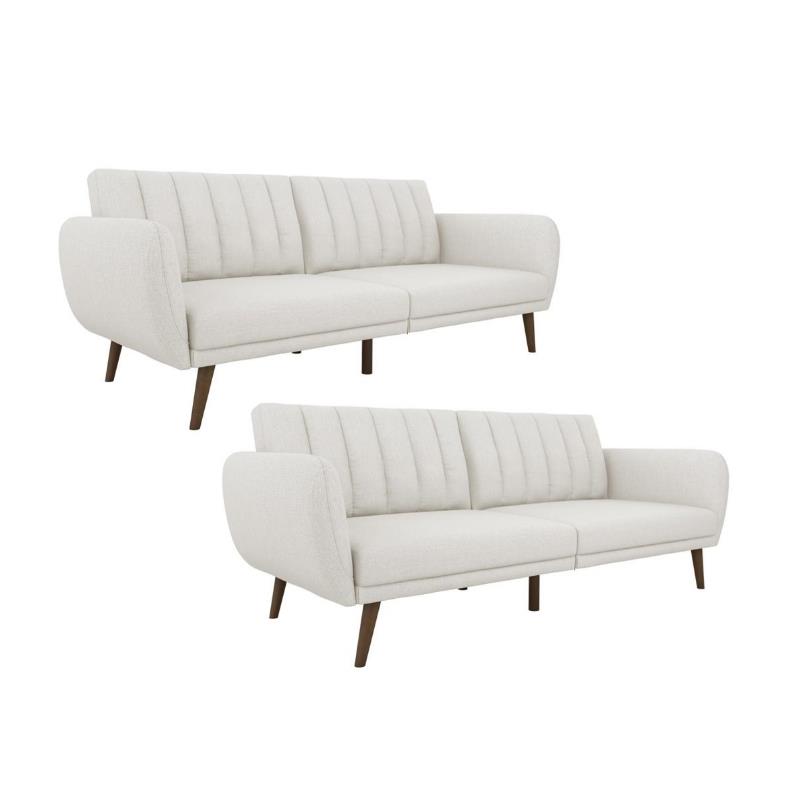 Home Square 2 Piece Upholstered Linen Sleeper Sofa Set in Gray