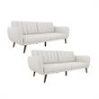 Home Square 2 Piece Upholstered Linen Sleeper Sofa Set in Gray