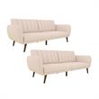 Home Square 2 Piece Upholstered Linen Sleeper Sofa Set in Pink