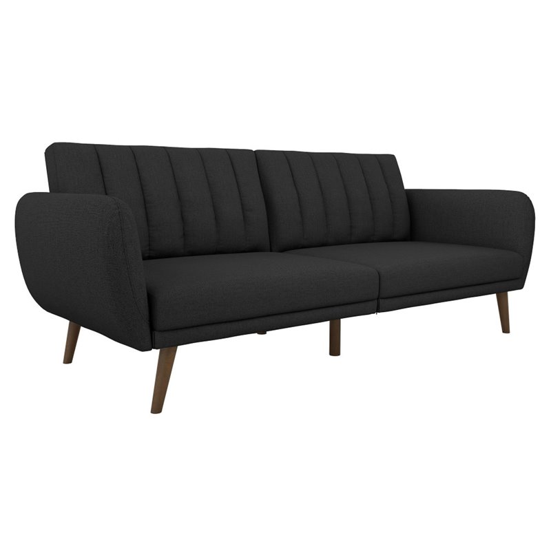 Home Square 2 Piece Upholstered Linen Sleeper Sofa Set in Dark Gray