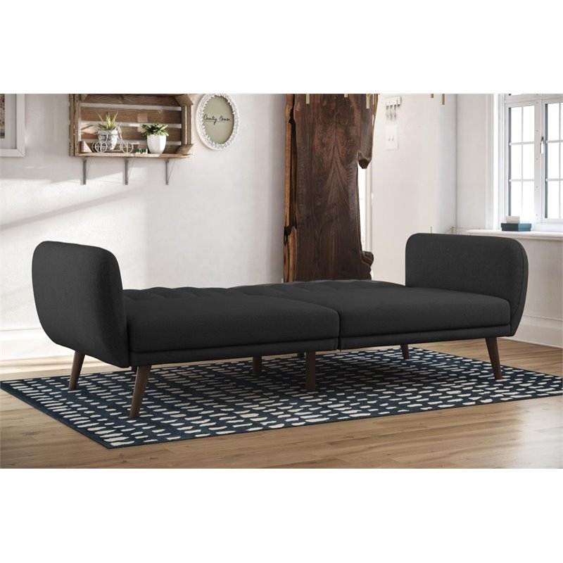 Home Square 2 Piece Upholstered Linen Sleeper Sofa Set in Dark Gray
