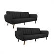 Home Square 2 Piece Upholstered Linen Sleeper Sofa Set in Dark Gray