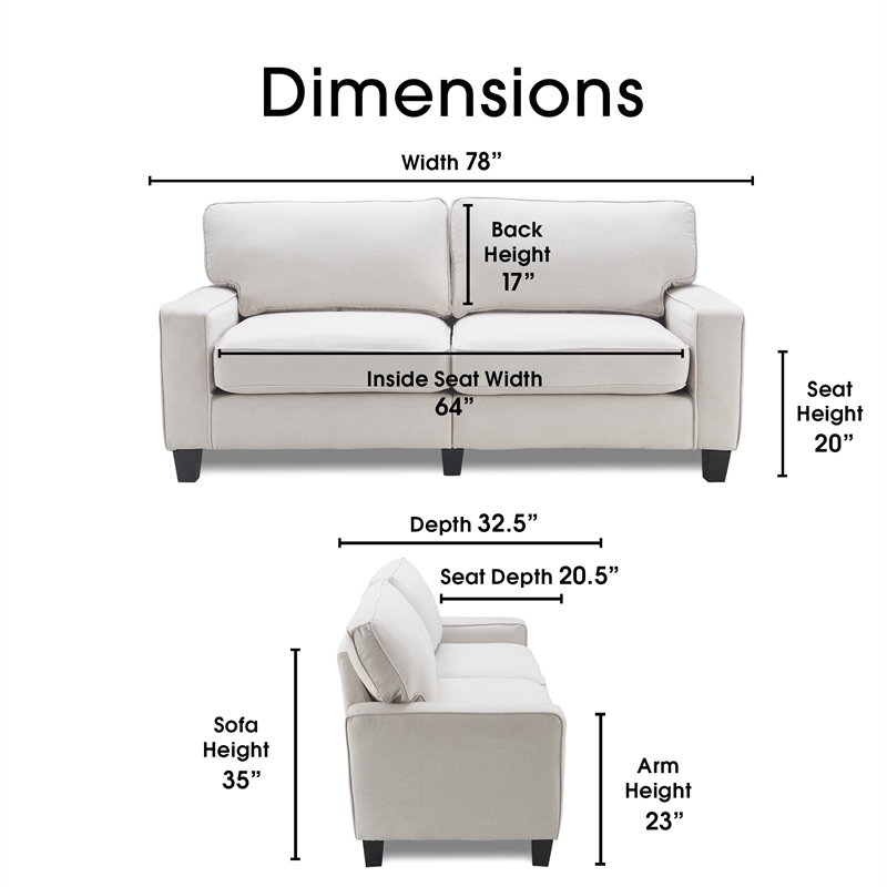 Home Square 2 Piece Modern Polyester Fabric Sofa Set in White Cream