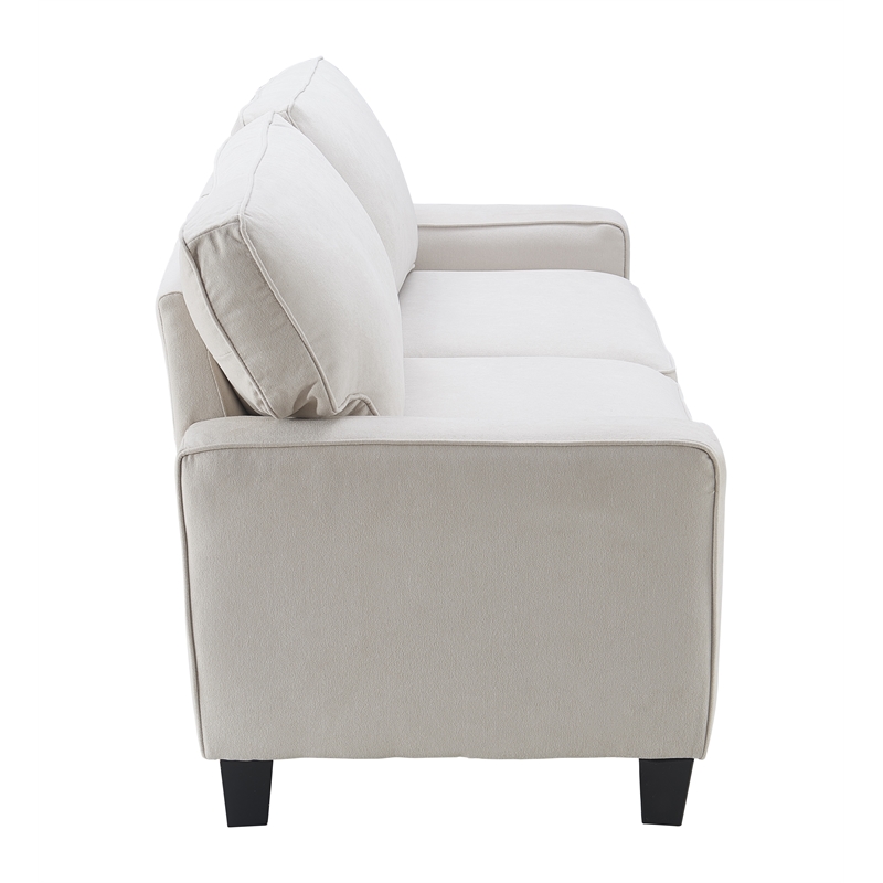 Home Square 2 Piece Modern Polyester Fabric Sofa Set in White Cream