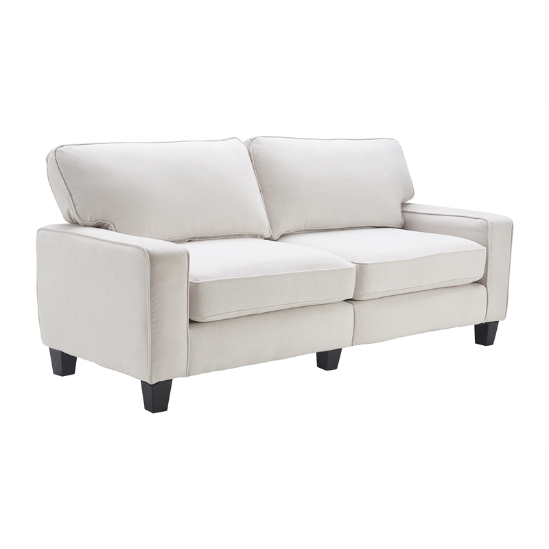 Home Square 2 Piece Modern Polyester Fabric Sofa Set in White Cream