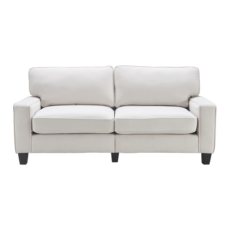 Home Square 2 Piece Modern Polyester Fabric Sofa Set in White Cream