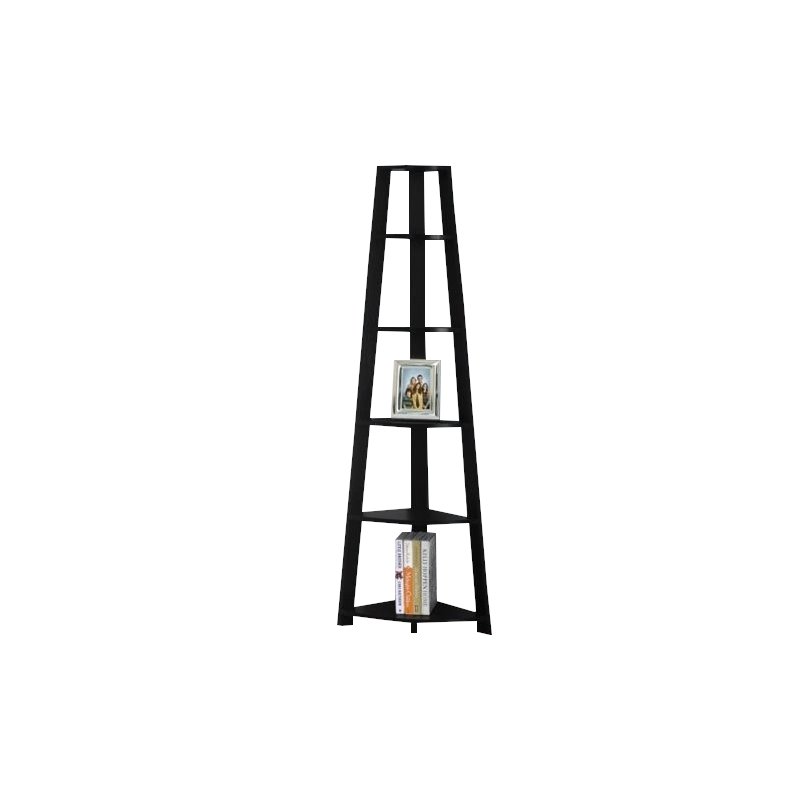 Home Square 2 Piece Modern Wood Corner Accent Etagere Set in Black