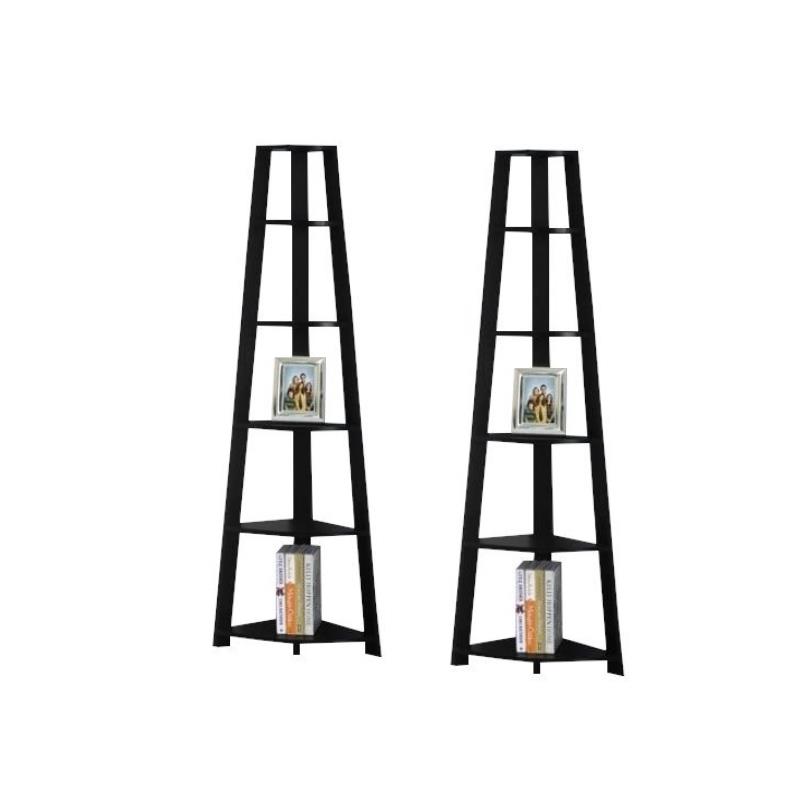 Home Square 2 Piece Modern Wood Corner Accent Etagere Set in Black