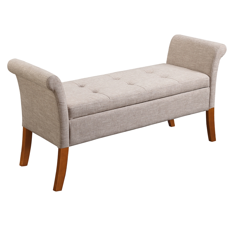 Home Square 2 Piece Garbo Fabric Bedroom Bench Set in Tan