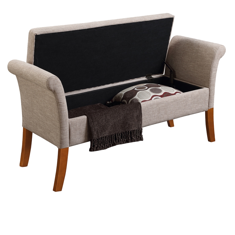 Home Square 2 Piece Garbo Fabric Bedroom Bench Set in Tan
