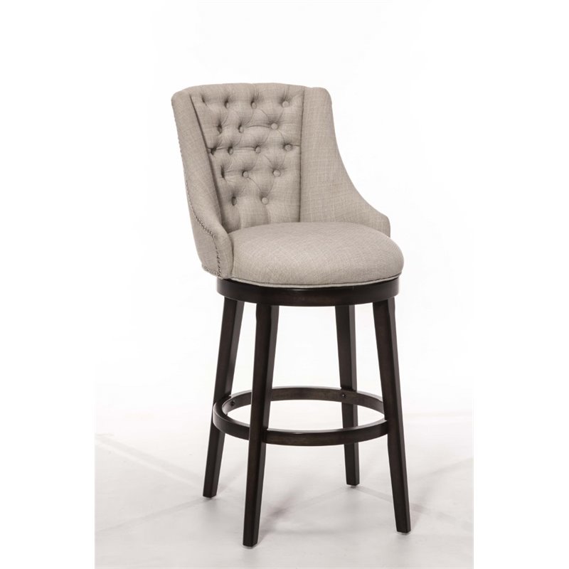 Home Square 2 Piece Swivel Upholstered Fabric Counter Stool Set in Cream
