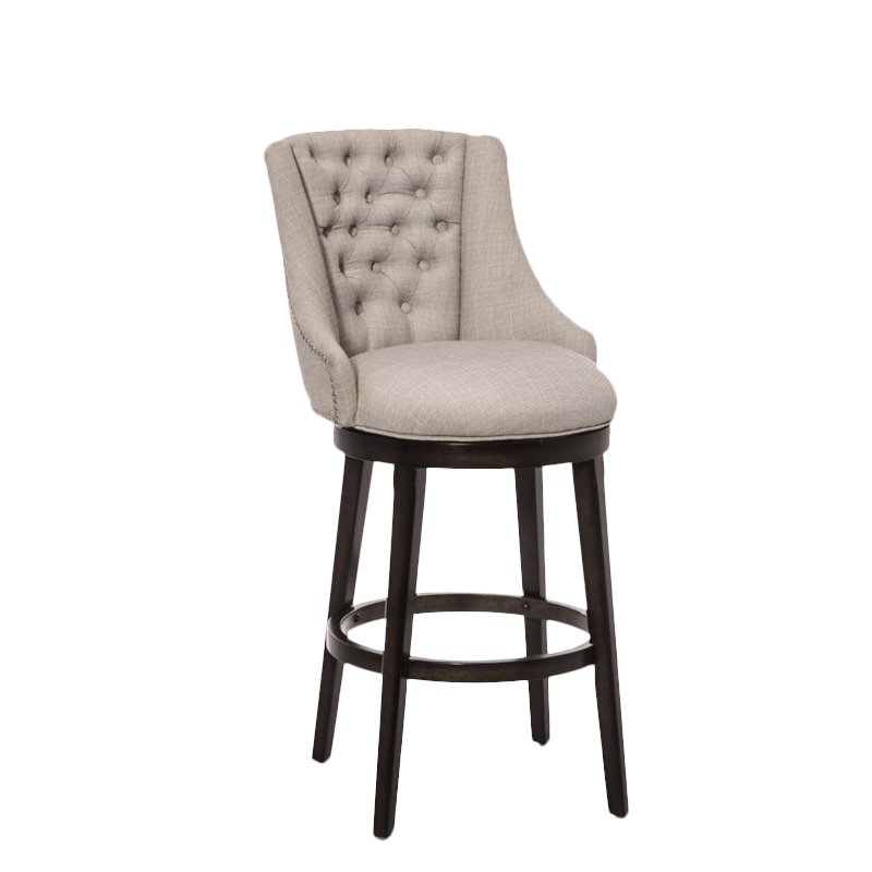 Home Square 2 Piece Swivel Upholstered Fabric Counter Stool Set in Cream