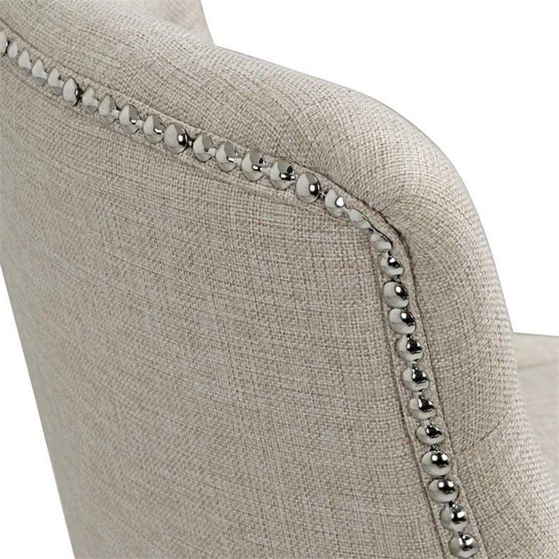Home Square 2 Piece Swivel Upholstered Fabric Counter Stool Set in Cream