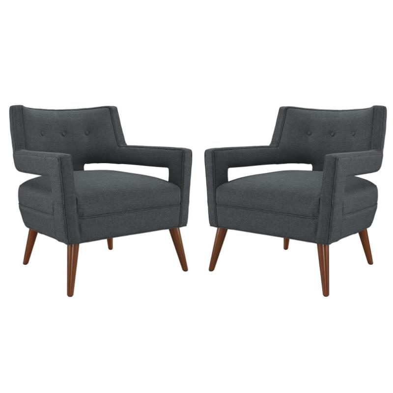 Home Square 2 Piece Polyester Upholstered Accent Chair Set in Gray