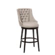 Home Square 2 Piece Tufted Swivel Polyester Fabric Bar Stool Set in Cream