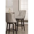 Home Square 2 Piece Tufted Swivel Polyester Fabric Bar Stool Set in Cream