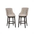 Home Square 2 Piece Tufted Swivel Polyester Fabric Bar Stool Set in Cream
