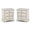 Home Square 3 Drawer Wood Nightstand Set in Rustic Ivory (Set of 2)
