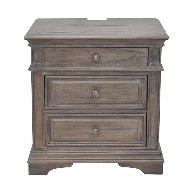 Home Square 3 Drawer Wood Nightstand Set in Driftwood Gray (Set of 2)
