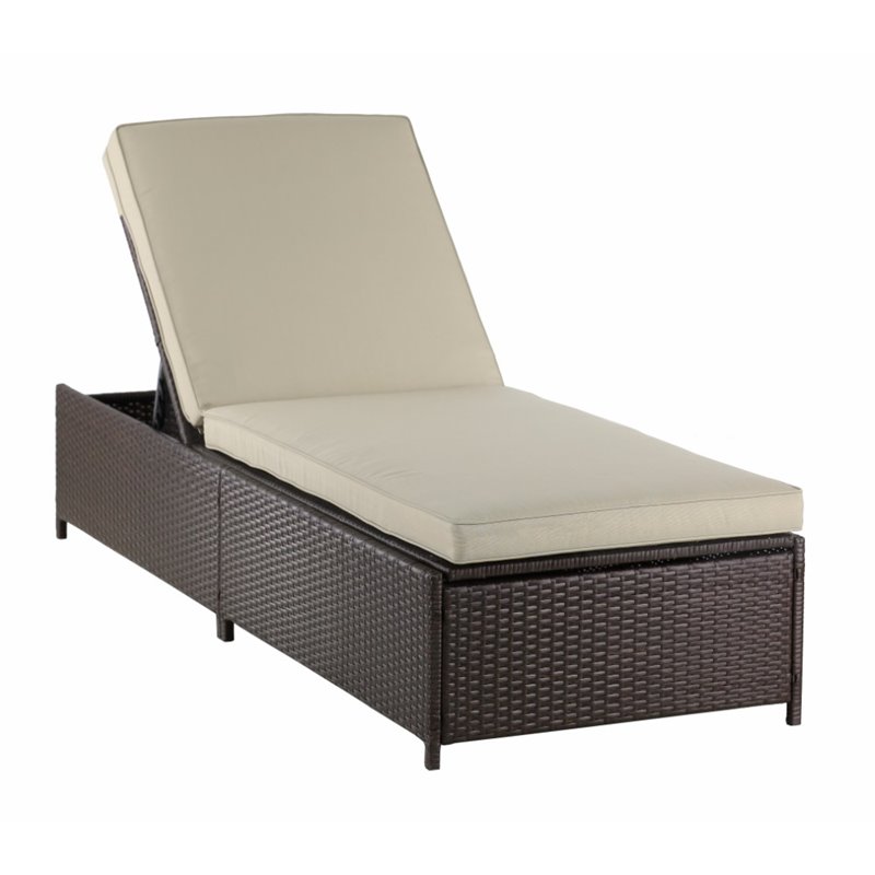 Home Square 2 Piece Wicker Patio Storage Chaise Lounge Set in Brown