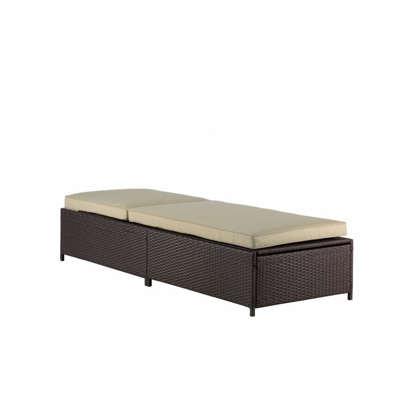 Home Square 2 Piece Wicker Patio Storage Chaise Lounge Set in Brown
