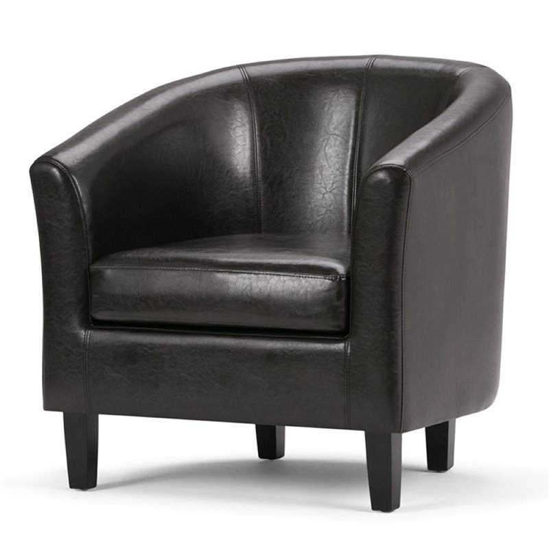 Home Square 2 Piece Contemporary Faux Leather Tub Chair Set in Dark Brown