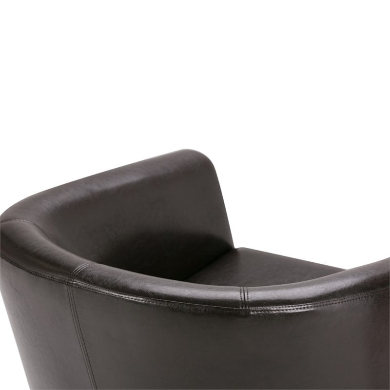 Home Square 2 Piece Contemporary Faux Leather Tub Chair Set in Dark Brown
