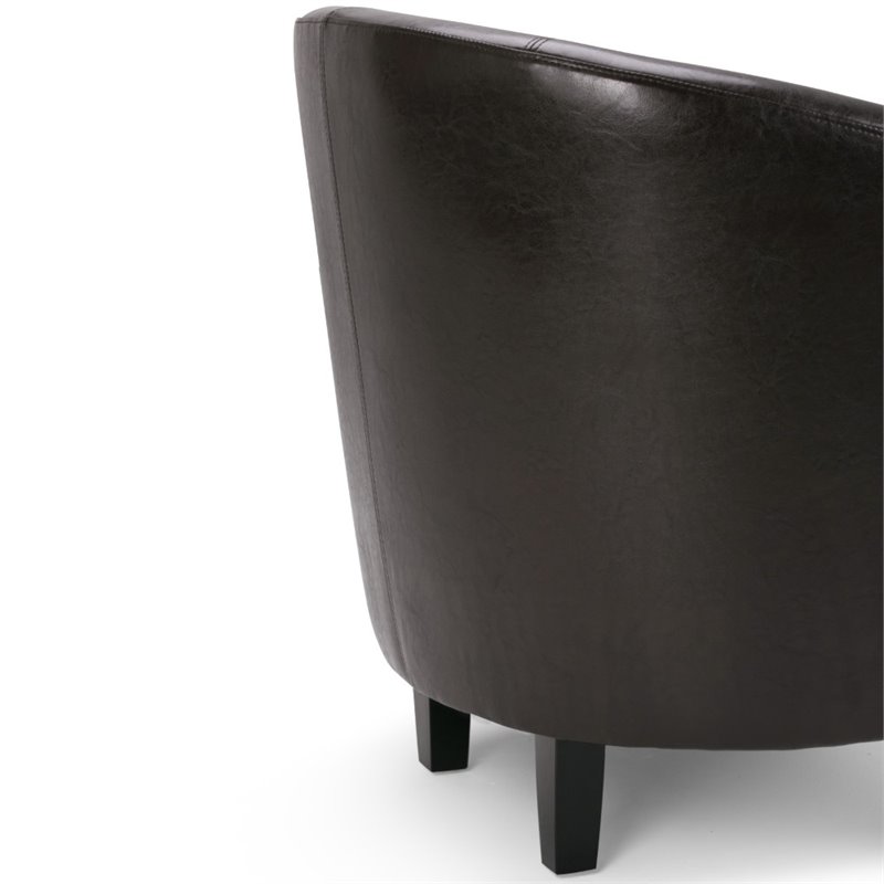 Home Square 2 Piece Contemporary Faux Leather Tub Chair Set in Dark Brown