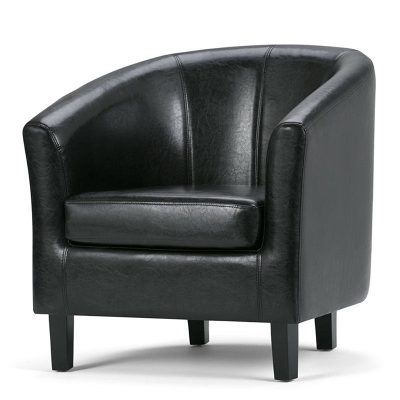 Home Square 2 Piece Contemporary Faux Leather Tub Chair Set in Black