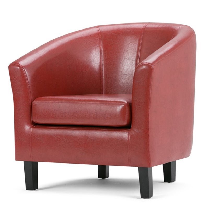 Home Square 2 Piece Contemporary Faux Leather Tub Chair Set in Red