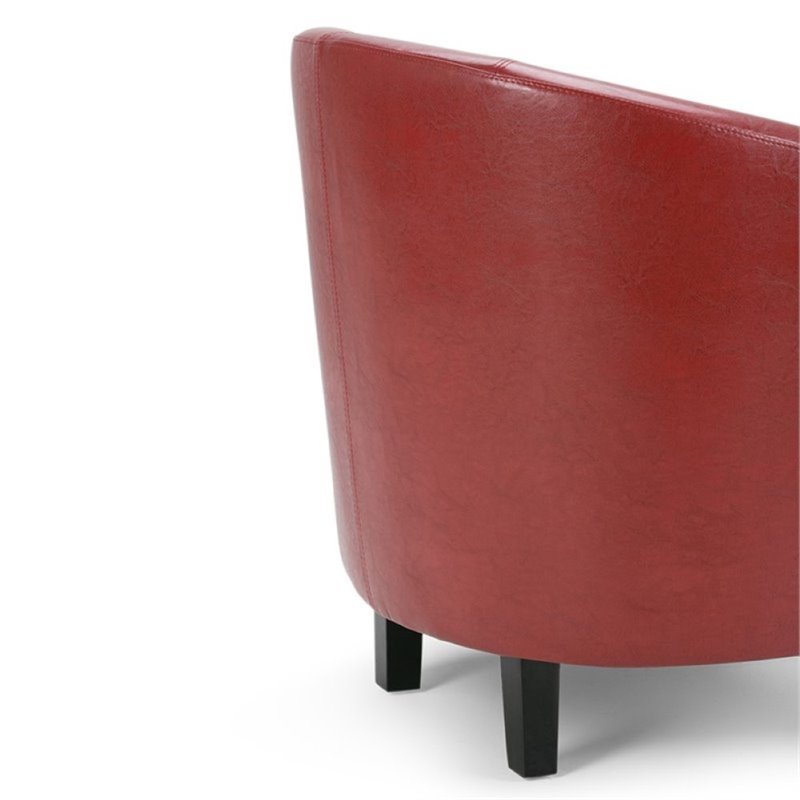 Home Square 2 Piece Contemporary Faux Leather Tub Chair Set in Red