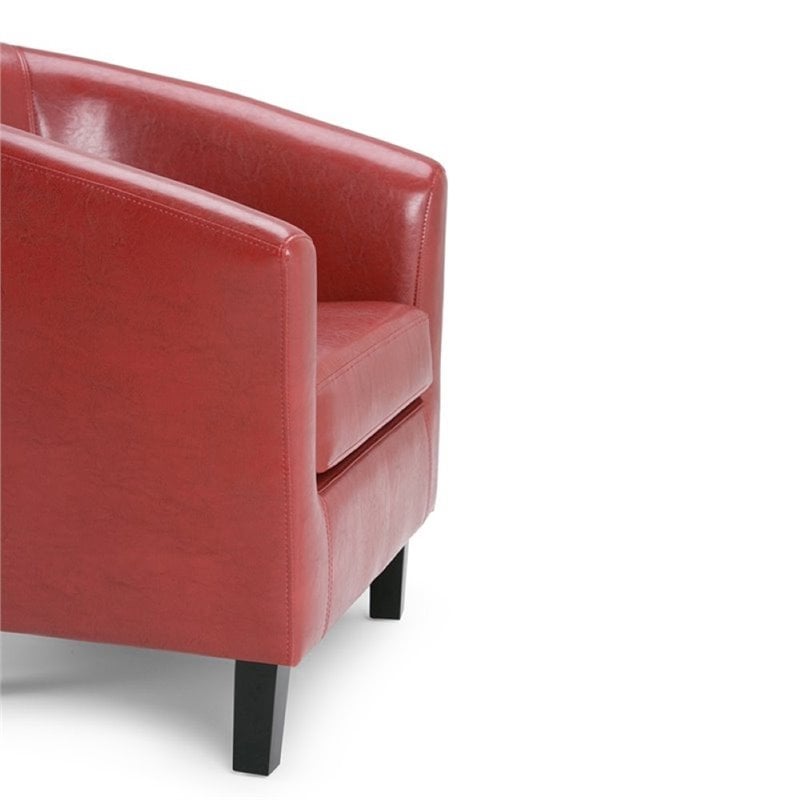 Home Square 2 Piece Contemporary Faux Leather Tub Chair Set in Red