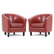 Home Square 2 Piece Contemporary Faux Leather Tub Chair Set in Red