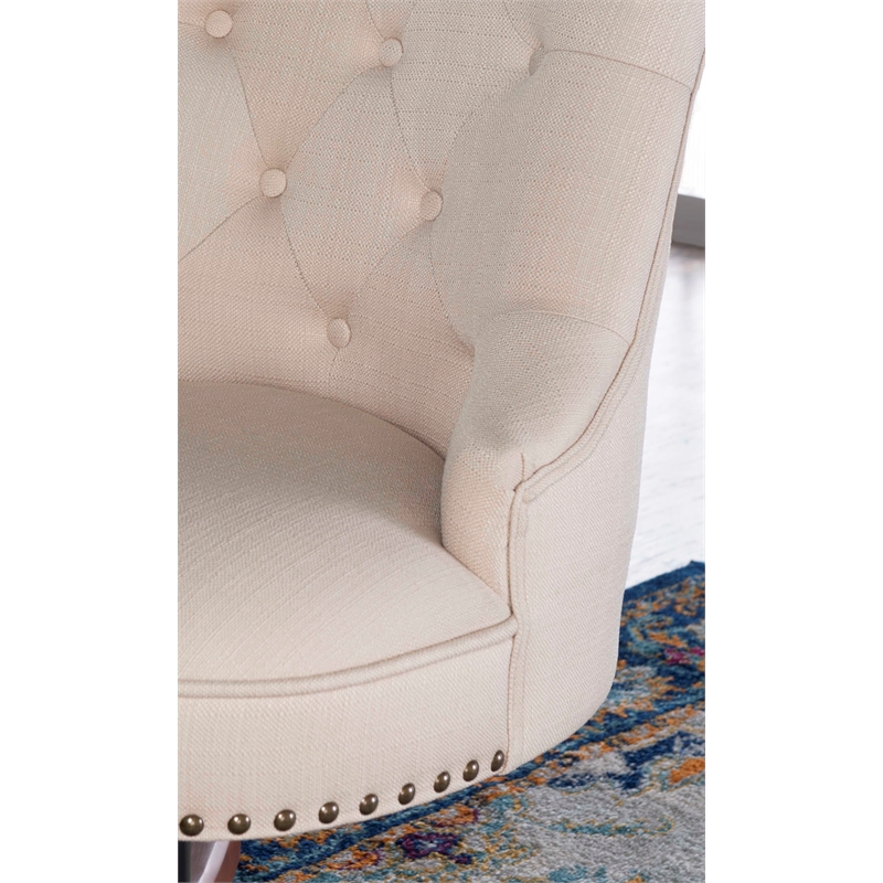 Home Square 2 Piece Sinclair Wood Upholstered Office Chair Set in Beige