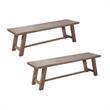Home Square 2 Piece Newberry Wood Dining Bench Set in Weathered Natural